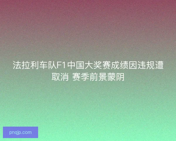 法拉利车队F1中国大奖赛成绩因违规遭取消 赛季前景蒙阴